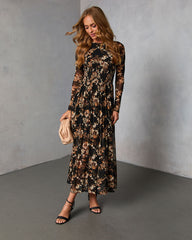 Solflower Printed Mesh Midi Dress