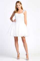 Adora 1004 Short A Line Lace Applique Wedding Dress