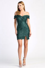 Adora 1018 Short Homecoming Fitted Sequin Cocktail Dress