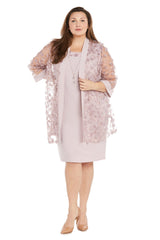 3D Floral Print Short Jacket Dress Plus Size R&M Richards 1816W