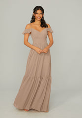A Line Long Formal Ruffle Dress MGNY Madeline Gardner New York 21768