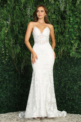 Adora 3053N Long Bridal Gown Glitter Applique Mermaid Wedding Dress