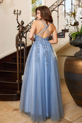 Adora 3088 Long Slit Prom A Line Lace fomal Dress