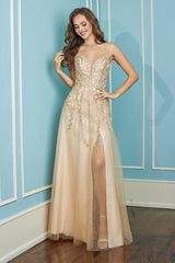 Adora 3099 A Line Prom Long Formal Slit Dress