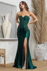 Adora 3223 Long Formal Fitted Slit Prom Dress