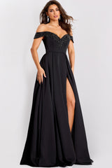 A Line Long Formal Beaded Slit Evening Prom Dress Jovani 42849