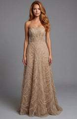 A Line Long Formal Beaded Prom Evening Dress Jovani 48474