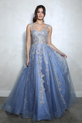 A Line Beaded Lace Long Formal Prom Dress Eureka Fashion EK115