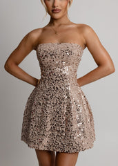 Keeping Secrets Strapless Mini Dress - Gold