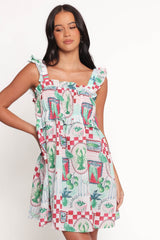 Annis Frill Sleeve Mini Dress - Aqua