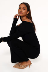 Archie Off The Shoulder Midi Dress - Black