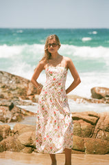 Botanique Midi Dress - Coral Wildflower