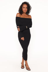 Domitia Off Shoulder Knit Dress - Black