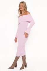 Domitia Off Shoulder Knit Dress - Purple
