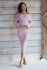 Domitia Off Shoulder Knit Dress - Purple