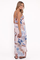 Elaris Maxi Dress - Blue Brown Abstract