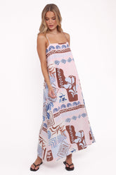 Elaris Maxi Dress - Blue Brown Abstract