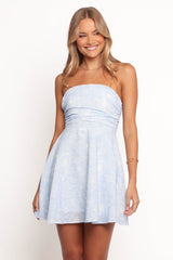 Etta Strapless Mini Dress - Blue Shell
