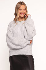 Faylin Bell Sleeve Knit Sweater - Grey