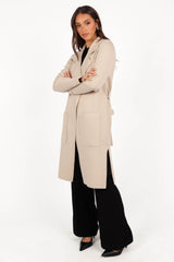 Decker Waist Tie Coatigan - Oatmeal