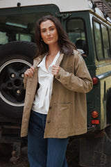 Elliot Contrast Collar Barn Jacket - Khaki