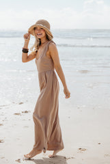 Ayla Linen Jumpsuit - Mocha