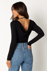 Albie Cowl Back Bodysuit - Black