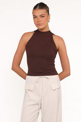 Aries Knit Halter Top - Brown