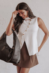Char Vest Top - White