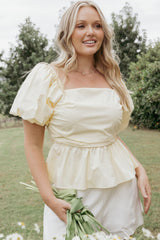 Clo Puff Sleeve Top - Butter Yellow