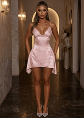 Simplicity Mini Dress - Pink Jacquard