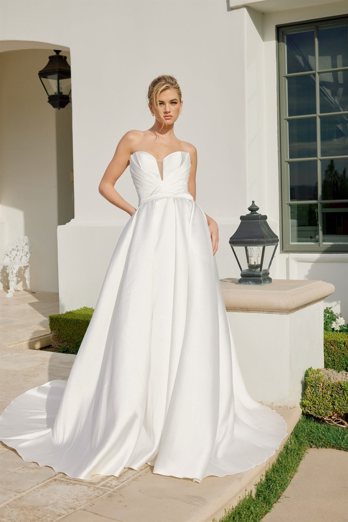 A Line Long Pleated Wedding Dress Nox Anabel JE1075
