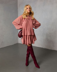 Toast Season Ruffle Chiffon Mini Dress