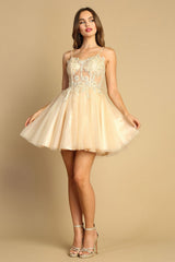 Adora 1039 A Line Prom Short Homecoming Corset Cocktail Dress