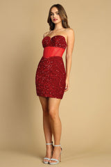Adora 1049 Fitted Mini Short Sequin Cocktail Dress