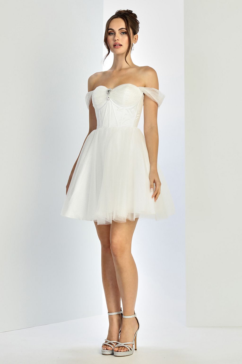Adora 1060 Short Bridal Gown A Line Glitter Wedding Dress