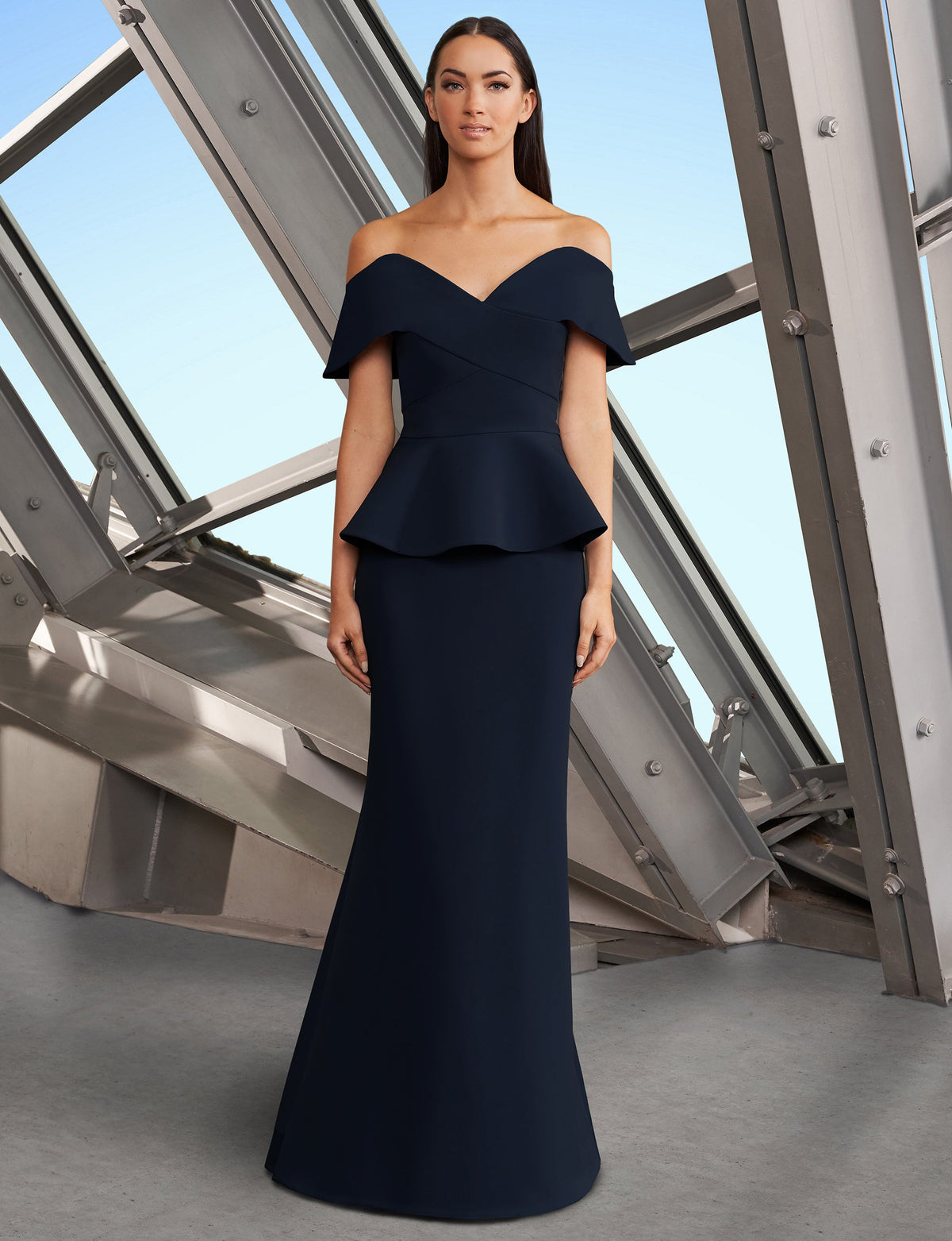 Alexander by Daymor 1151 Long Formal Peplum Evening Dress