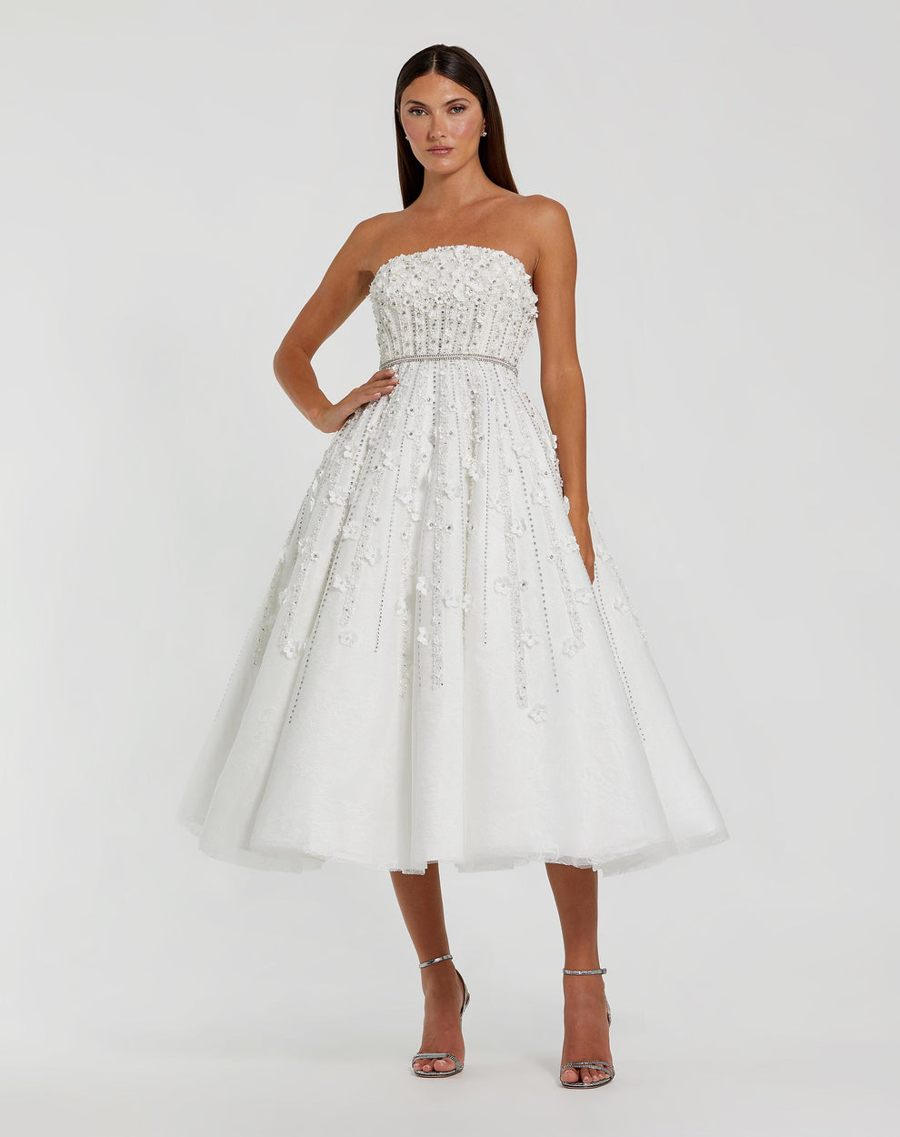 3D Floral Midi A Line Short Wedding Dress Mac Duggal 11865