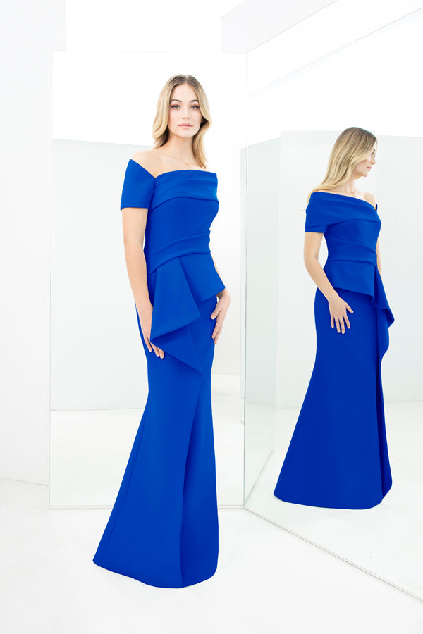 Alexander by Daymor 1361 Long Mermaid Formal Peplum Evening Dress