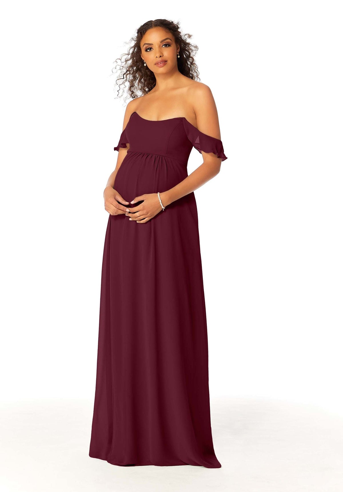 A Line Formal Evening Long Ruffle Dress MGNY Madeline Gardner New York 14111