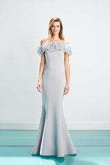 Alexander by Daymor 1461 Long Formal Fitted Floral Ruffle Dress