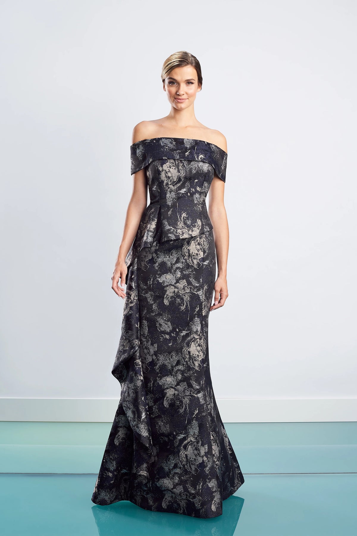 Alexander by Daymor 1467 Fitted Long Floral Glitter Formal Dress
