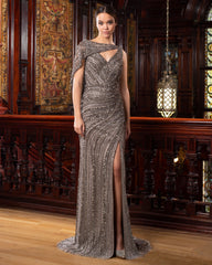 Alexander by Daymor 1562 Long Slit Beaded Formal Evening Dress