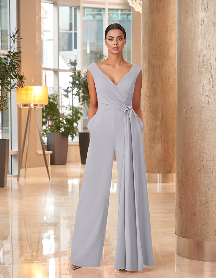 Alexander by Daymor 1063 Long Ruched Formal Jumpsuit