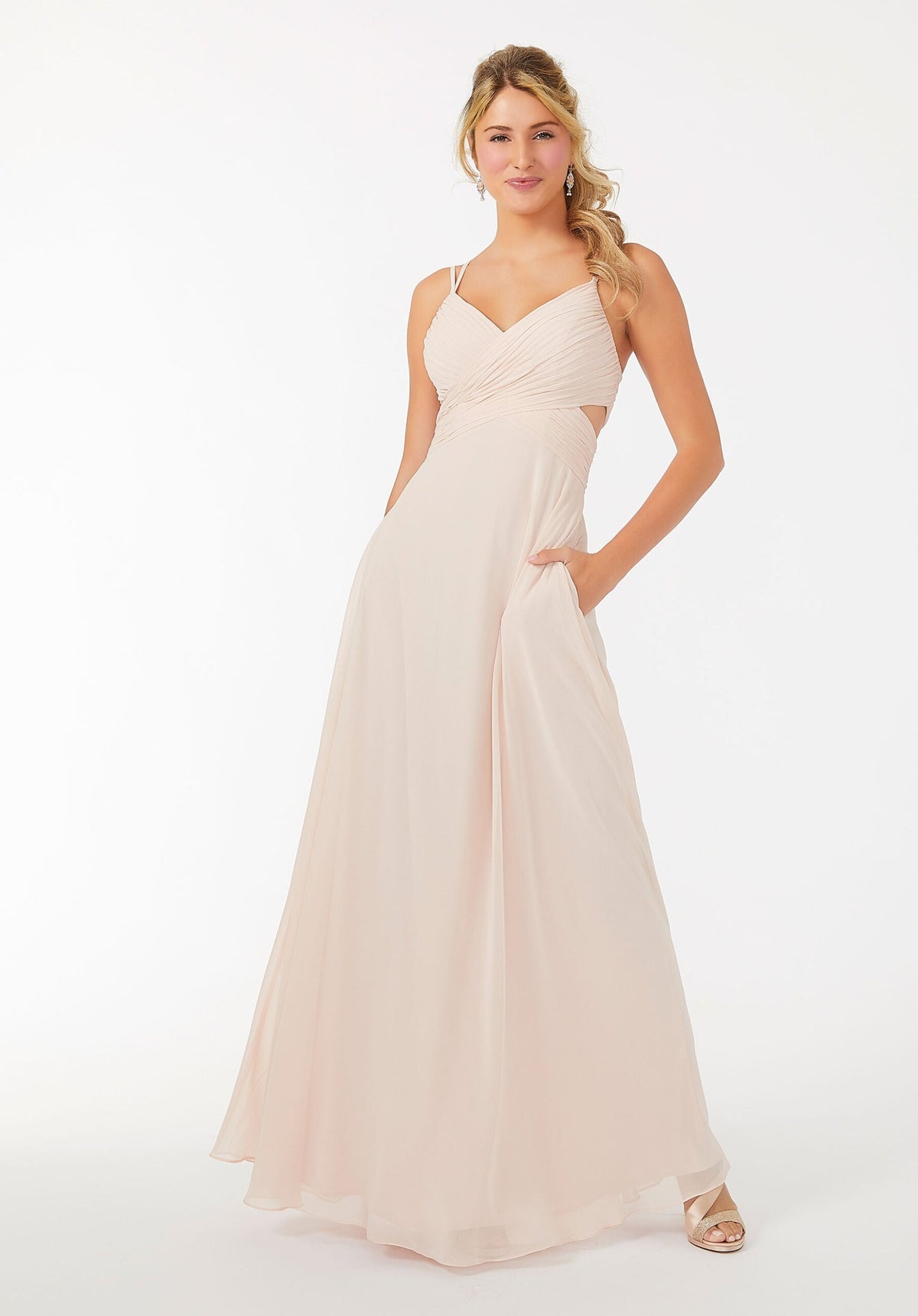 A Line Evening Long Formal Pleated Dress MGNY Madeline Gardner New York 21702