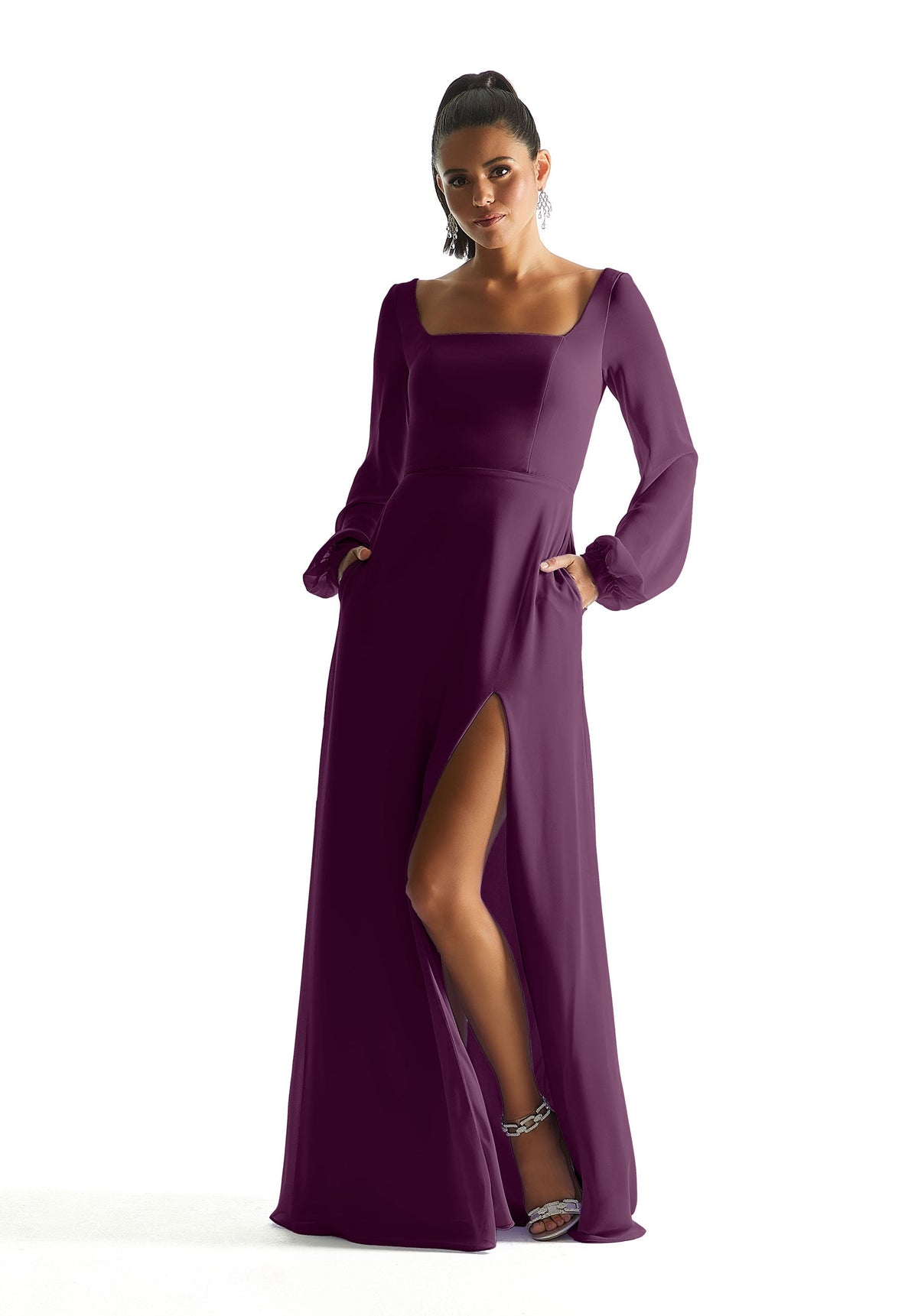 A Line Formal Long Sleeve Dress MGNY Madeline Gardner New York 21845