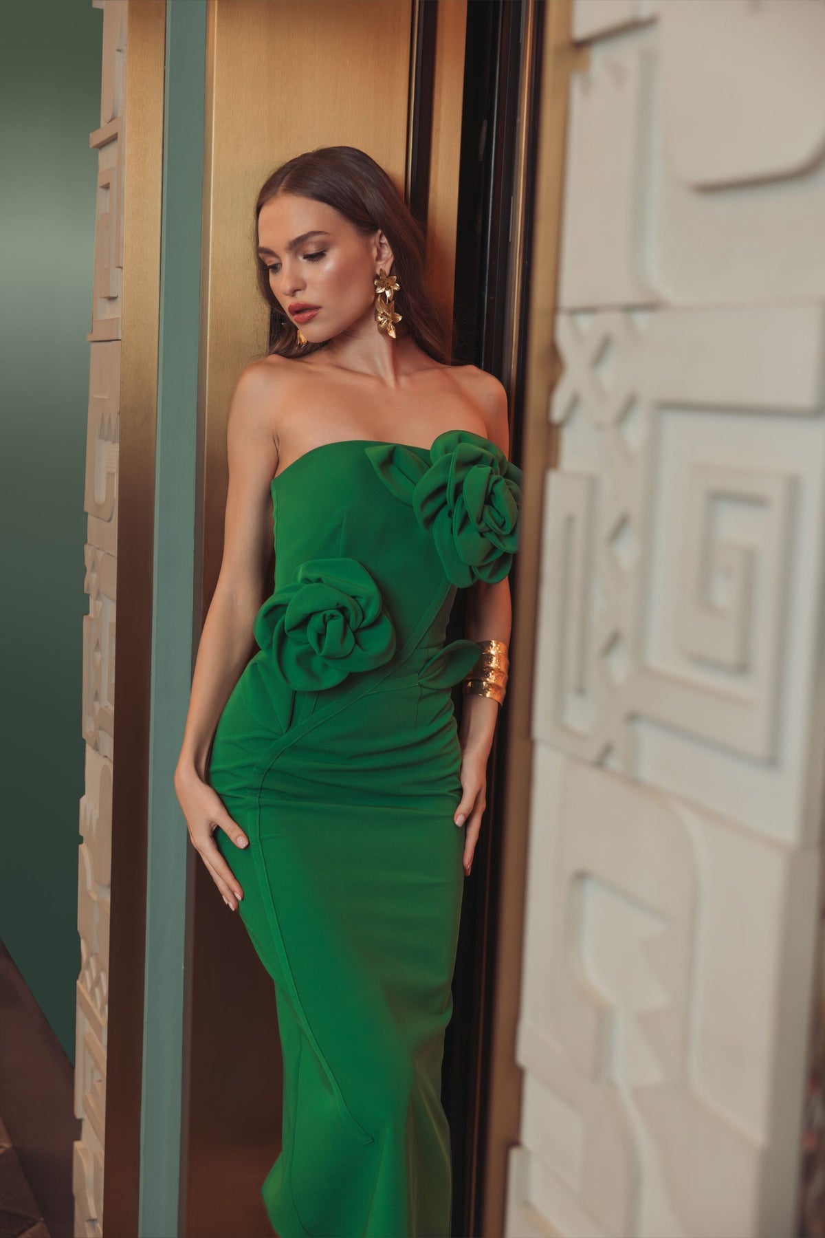 3D Floral Tea Length Cocktail Dress Mac Duggal 2361