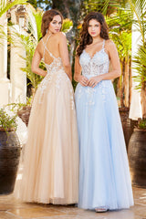 Adora 3089 A Line Floral Long Formal Prom Dress