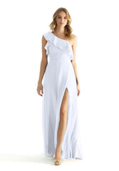 A Line Formal Ruffle Long Dress MGNY Madeline Gardner New York 31235