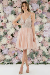 3D Floral Applique Short Homecoming Dress